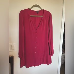 Eileen Fisher silk mini dress size M. Color is raspberry.